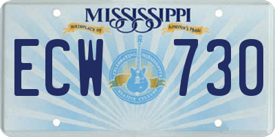 MS license plate ECW730