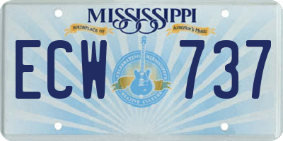 MS license plate ECW737