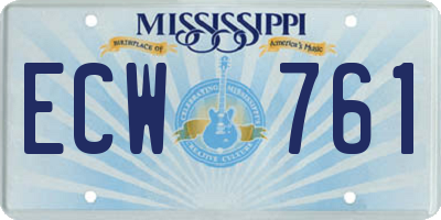 MS license plate ECW761