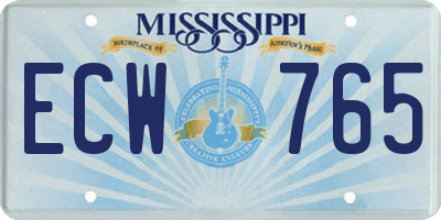 MS license plate ECW765