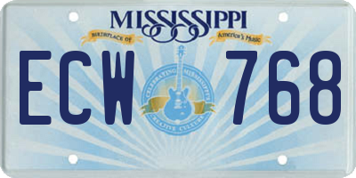 MS license plate ECW768