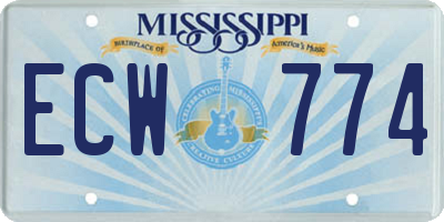 MS license plate ECW774