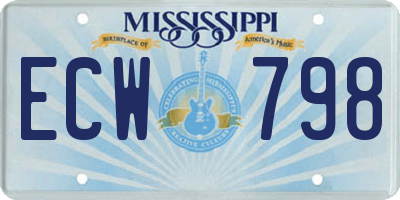 MS license plate ECW798
