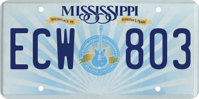 MS license plate ECW803