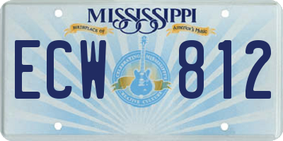 MS license plate ECW812