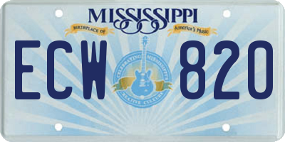 MS license plate ECW820