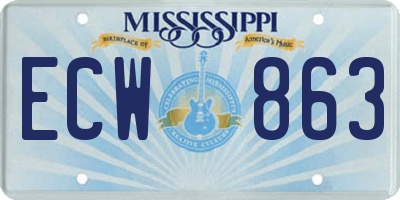 MS license plate ECW863