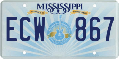 MS license plate ECW867