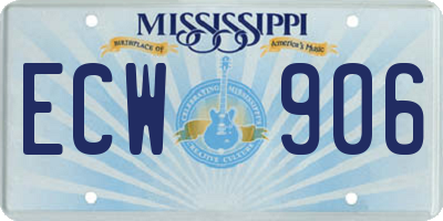 MS license plate ECW906