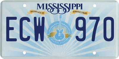 MS license plate ECW970