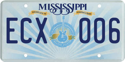 MS license plate ECX006