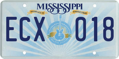 MS license plate ECX018