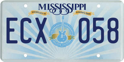 MS license plate ECX058
