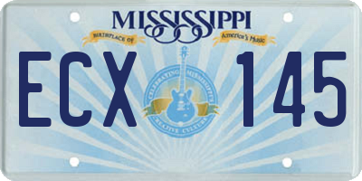MS license plate ECX145