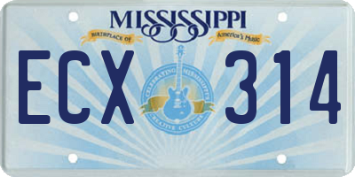 MS license plate ECX314
