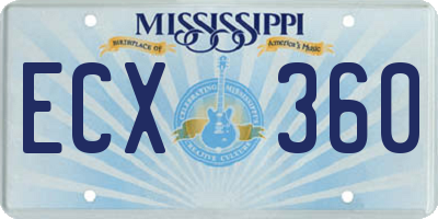 MS license plate ECX360