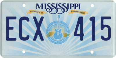 MS license plate ECX415