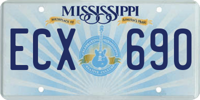 MS license plate ECX690