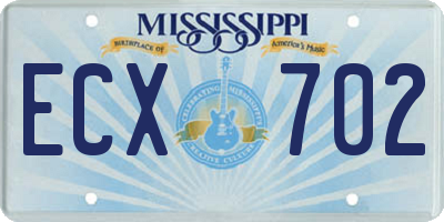 MS license plate ECX702