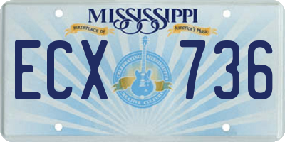 MS license plate ECX736
