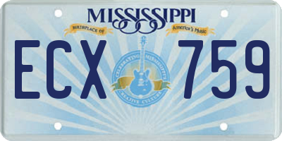 MS license plate ECX759