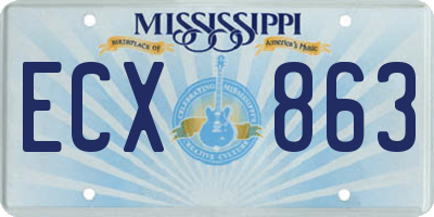 MS license plate ECX863