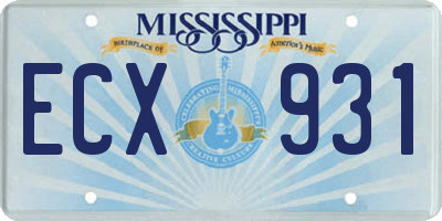 MS license plate ECX931