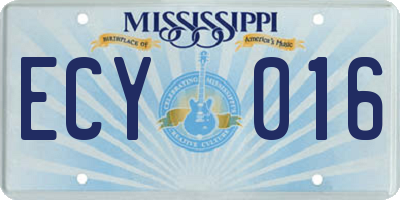 MS license plate ECY016