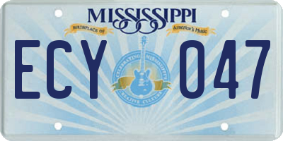MS license plate ECY047