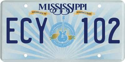 MS license plate ECY102