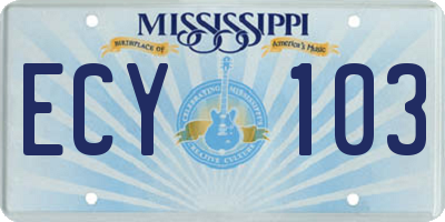 MS license plate ECY103