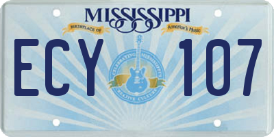 MS license plate ECY107