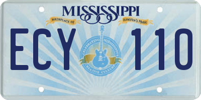 MS license plate ECY110