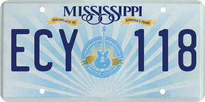 MS license plate ECY118