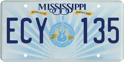 MS license plate ECY135