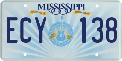 MS license plate ECY138