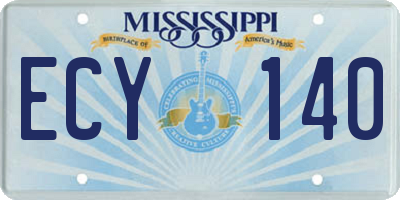MS license plate ECY140