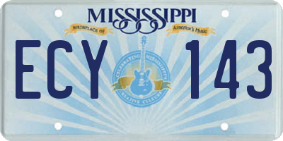 MS license plate ECY143
