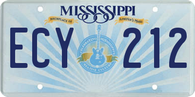 MS license plate ECY212
