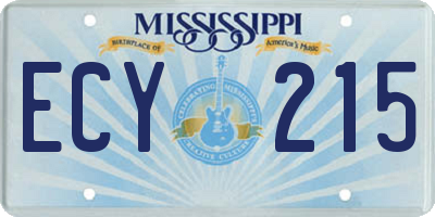 MS license plate ECY215