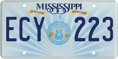 MS license plate ECY223