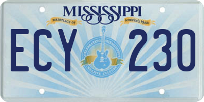 MS license plate ECY230