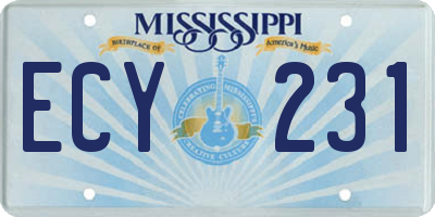 MS license plate ECY231