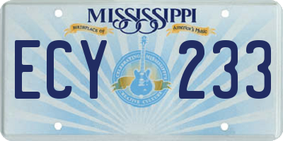 MS license plate ECY233