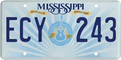 MS license plate ECY243