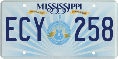 MS license plate ECY258