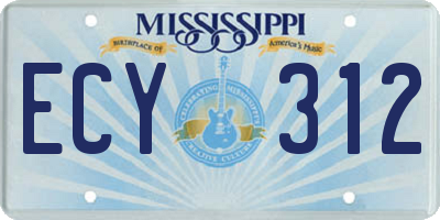 MS license plate ECY312