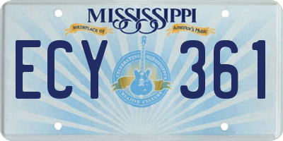 MS license plate ECY361