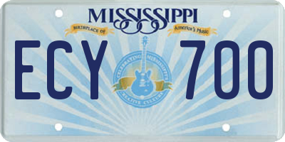 MS license plate ECY700