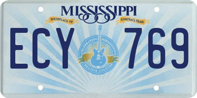 MS license plate ECY769